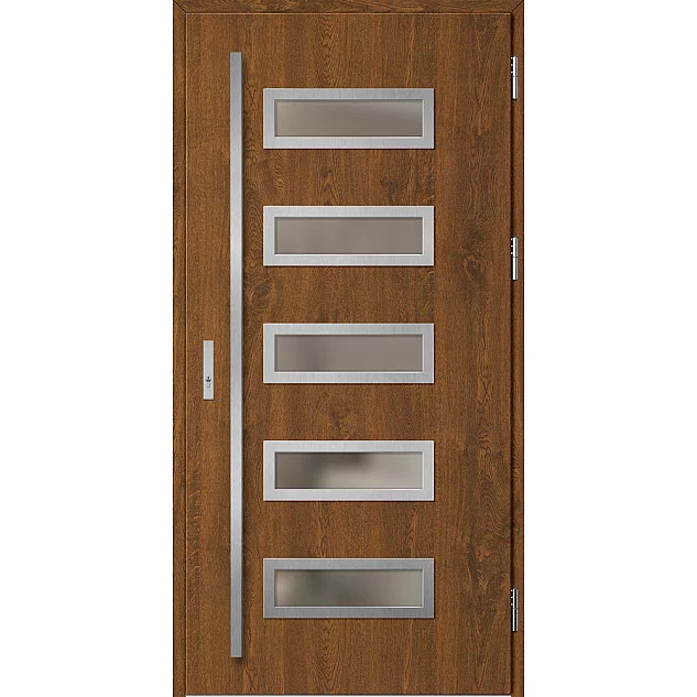 Oceľové vchodové dvere - RODING 1 - Orech, Label Inox Oceľové vchodové dvere ERKADO - RODING 1 - Orech, Label Inox