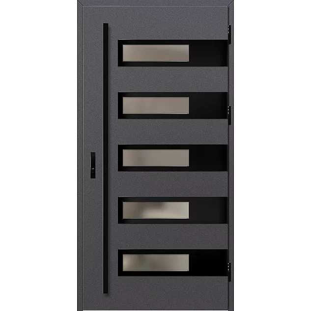 Oceľové vchodové dvere - RODING 2 - Hladký Antracit, Label Black Oceľové vchodové dvere ERKADO - RODING 2 - Hladký Antracit, Label Black