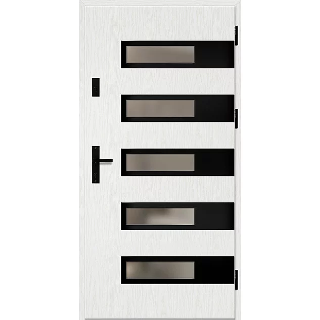 Oceľové vchodové dvere - RODING 2 - Borovica Biela, Label Black Oceľové vchodové dvere ERKADO - RODING 2 - Borovica Biela, Label Black