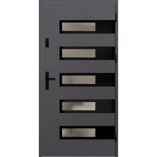 Oceľové vchodové dvere - RODING 2 - Hladký Antracit, Label Black Oceľové vchodové dvere ERKADO - RODING 2 - Hladký Antracit, Label Black