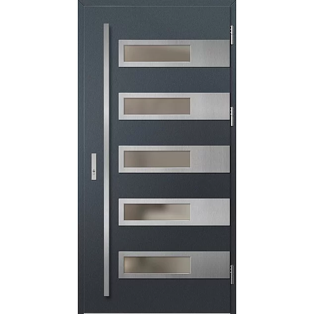 Oceľové vchodové dvere - RODING 2 - Antracit Štruktúra, Label Inox Oceľové vchodové dvere ERKADO - RODING 2 - Antracit Štruktúra, Label Inox