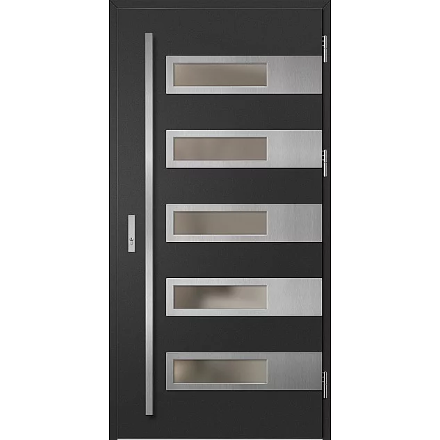 Oceľové vchodové dvere - RODING 2 - Čierna, Label Inox Oceľové vchodové dvere ERKADO - RODING 2 - Čierna, Label Inox