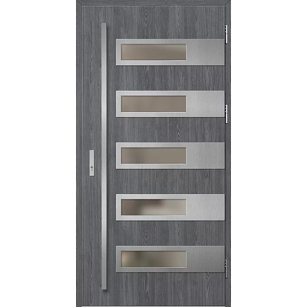 Oceľové vchodové dvere - RODING 2 - Dub Antracit, Label Inox Oceľové vchodové dvere ERKADO - RODING 2 - Dub Antracit, Label Inox
