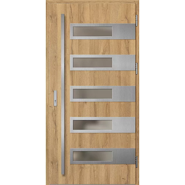 Oceľové vchodové dvere - RODING 2 - Dub Natur, Label Inox Oceľové vchodové dvere ERKADO - RODING 2 - Dub Natur, Label Inox