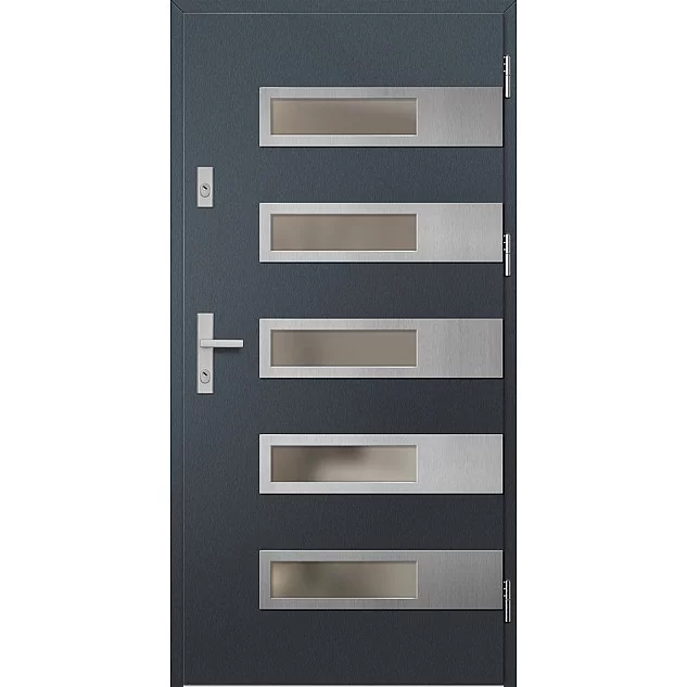 Oceľové vchodové dvere - RODING 2 - Antracit Štruktúra, Label Inox Oceľové vchodové dvere ERKADO - RODING 2 - Antracit Štruktúra, Label Inox