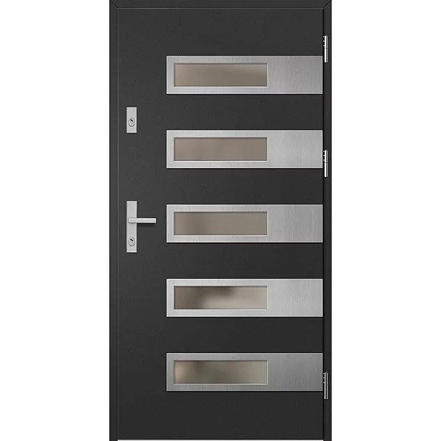 Oceľové vchodové dvere - RODING 2 - Čierna, Label Inox Oceľové vchodové dvere ERKADO - RODING 2 - Čierna, Label Inox
