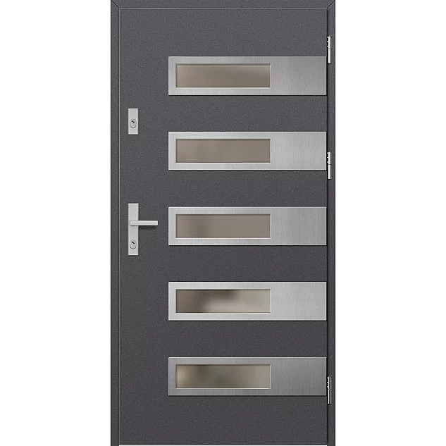 Oceľové vchodové dvere - RODING 2 - Hladký Antracit, Label Inox Oceľové vchodové dvere ERKADO - RODING 2 - Hladký Antracit, Label Inox