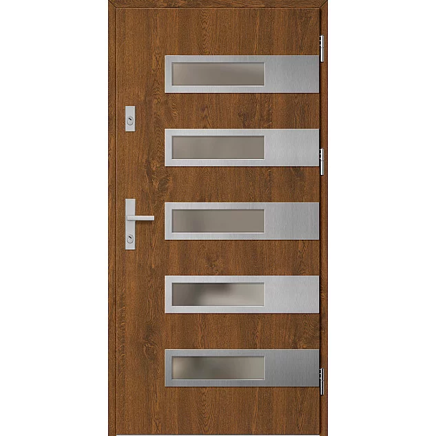 Oceľové vchodové dvere - RODING 2 - Orech, Label Inox Oceľové vchodové dvere ERKADO - RODING 2 - Orech, Label Inox