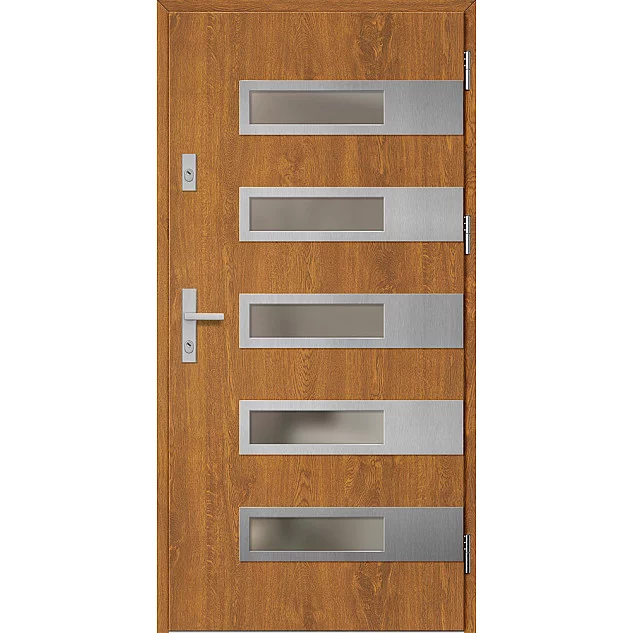 Oceľové vchodové dvere - RODING 2 - Zlatý dub, Label Inox Oceľové vchodové dvere ERKADO - RODING 2 - Zlatý dub, Label Inox