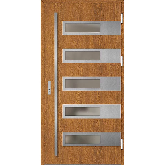 Oceľové vchodové dvere - RODING 2 - Zlatý dub, Label Inox Oceľové vchodové dvere ERKADO - RODING 2 - Zlatý dub, Label Inox