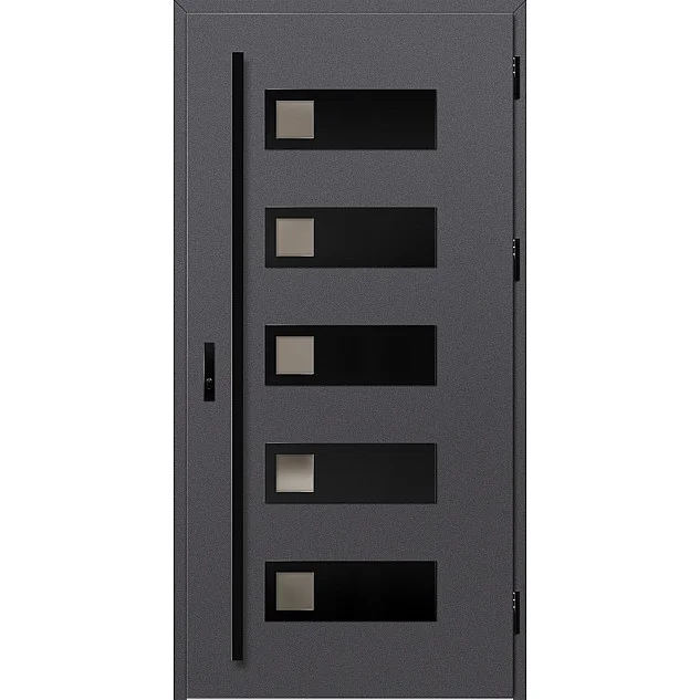 Oceľové vchodové dvere - SAMEDAN 1 - Hladký Antracit, Label Black Oceľové vchodové dvere ERKADO - SAMEDAN 1 - Hladký Antracit, Label Black