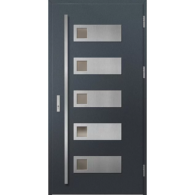 Oceľové vchodové dvere - SAMEDAN 1 - Antracit Štruktúra, Label Inox Oceľové vchodové dvere ERKADO - SAMEDAN 1 - Antracit Štruktúra, Label Inox