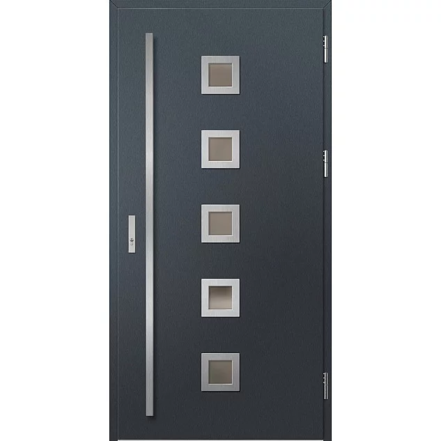 Oceľové vchodové dvere - SAMEDAN 2 - Antracit Štruktúra, Label Inox Oceľové vchodové dvere ERKADO - SAMEDAN 2 - Antracit Štruktúra, Label Inox