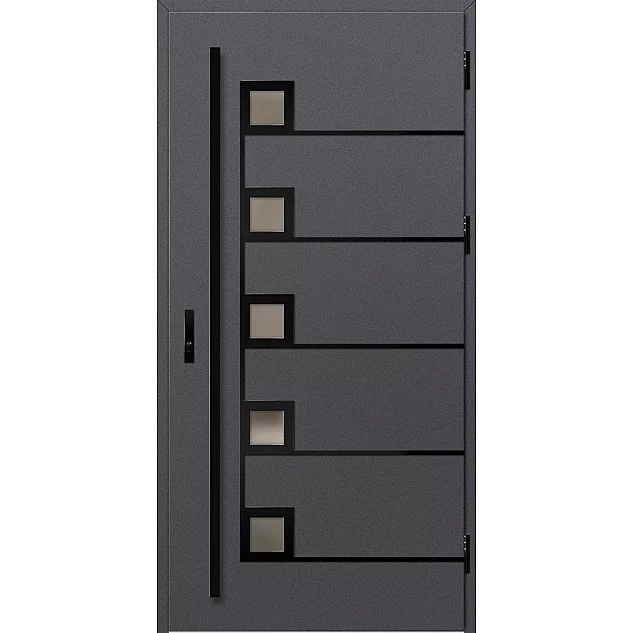 Oceľové vchodové dvere - SAMEDAN 5 - Hladký Antracit, Label Black Oceľové vchodové dvere ERKADO - SAMEDAN 5 - Hladký Antracit, Label Black