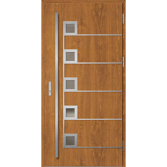 Oceľové vchodové dvere - SAMEDAN 5 - Zlatý dub, Label Inox Oceľové vchodové dvere ERKADO - SAMEDAN 5 - Zlatý dub, Label Inox