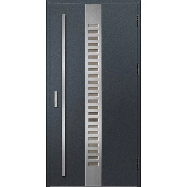 Oceľové vchodové dvere - SELTERS 1 - Antracit Štruktúra, Label Inox Oceľové vchodové dvere ERKADO - SELTERS 1 - Antracit Štruktúra, Label Inox