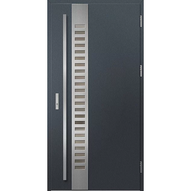 Oceľové vchodové dvere - SELTERS 2 - Antracit Štruktúra, Label Inox Oceľové vchodové dvere ERKADO - SELTERS 2 - Antracit Štruktúra, Label Inox