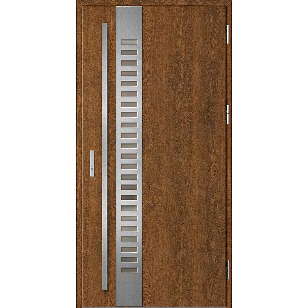 Oceľové vchodové dvere - SELTERS 2 - Orech, Label Inox Oceľové vchodové dvere ERKADO - SELTERS 2 - Orech, Label Inox