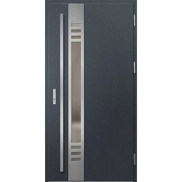 Oceľové vchodové dvere - SELTERS 4 - Antracit Štruktúra, Label Inox Oceľové vchodové dvere ERKADO - SELTERS 4 - Antracit Štruktúra, Label Inox