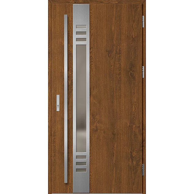 Oceľové vchodové dvere - SELTERS 4 - Orech, Label Inox Oceľové vchodové dvere ERKADO - SELTERS 4 - Orech, Label Inox
