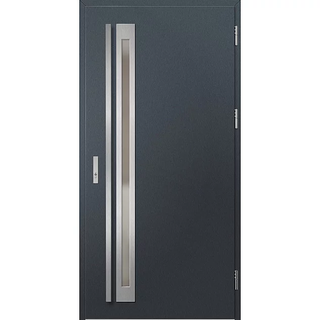 Oceľové vchodové dvere - TREBUR 1 - Antracit Štruktúra, Label Inox Oceľové vchodové dvere ERKADO - TREBUR 1 - Antracit Štruktúra, Label Inox