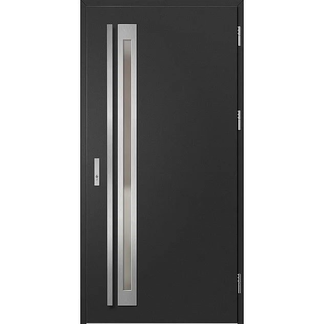 Oceľové vchodové dvere - TREBUR 1 - Čierna, Label Inox Oceľové vchodové dvere ERKADO - TREBUR 1 - Čierna, Label Inox