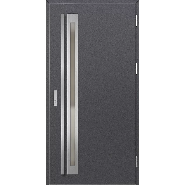 Oceľové vchodové dvere - TREBUR 1 - Hladký Antracit, Label Inox Oceľové vchodové dvere ERKADO - TREBUR 1 - Hladký Antracit, Label Inox