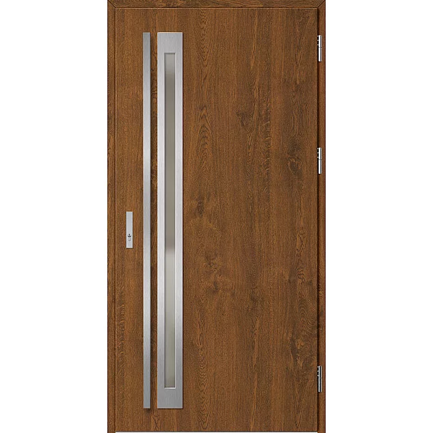 Oceľové vchodové dvere - TREBUR 1 - Orech, Label Inox Oceľové vchodové dvere ERKADO - TREBUR 1 - Orech, Label Inox