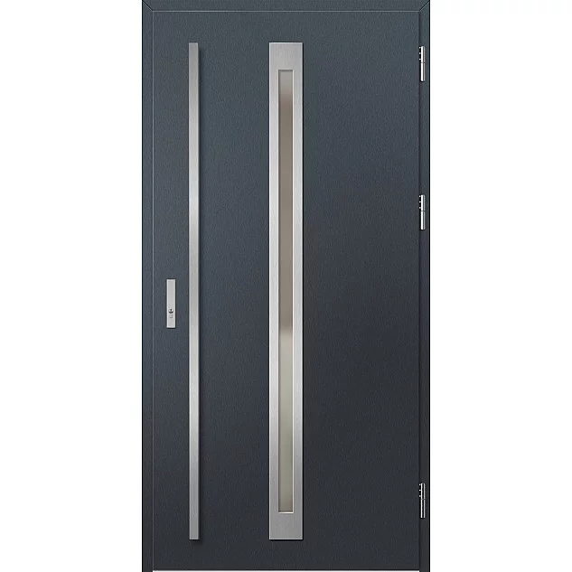 Oceľové vchodové dvere - TREBUR 2 - Antracit Štruktúra, Label Inox Oceľové vchodové dvere ERKADO - TREBUR 2 - Antracit Štruktúra, Label Inox
