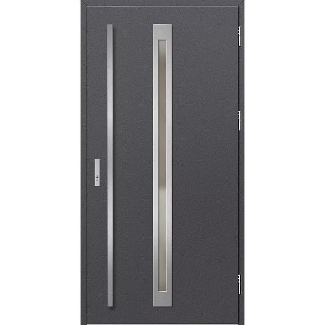 Oceľové vchodové dvere - TREBUR 2 - Hladký Antracit, Label Inox Oceľové vchodové dvere ERKADO - TREBUR 2 - Hladký Antracit, Label Inox