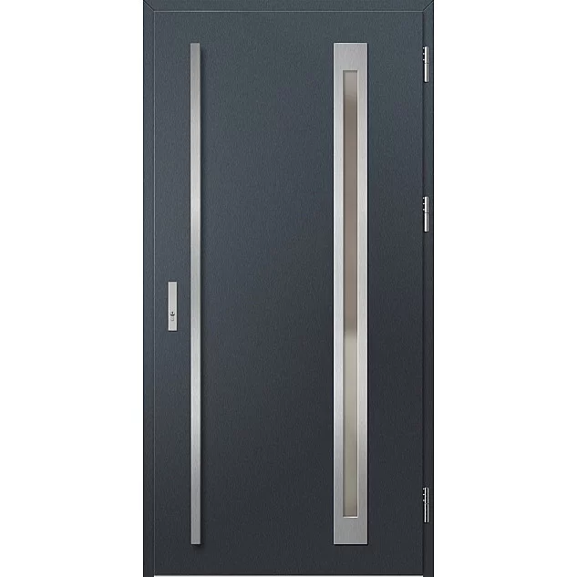 Oceľové vchodové dvere - TREBUR 3 - Antracit Štruktúra, Label Inox Oceľové vchodové dvere ERKADO - TREBUR 3 - Antracit Štruktúra, Label Inox