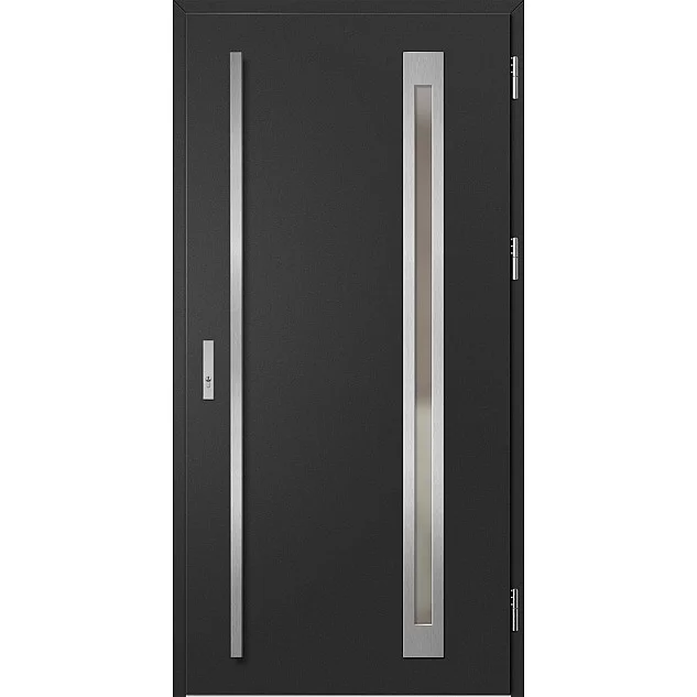 Oceľové vchodové dvere - TREBUR 3 - Čierna, Label Inox Oceľové vchodové dvere ERKADO - TREBUR 3 - Čierna, Label Inox