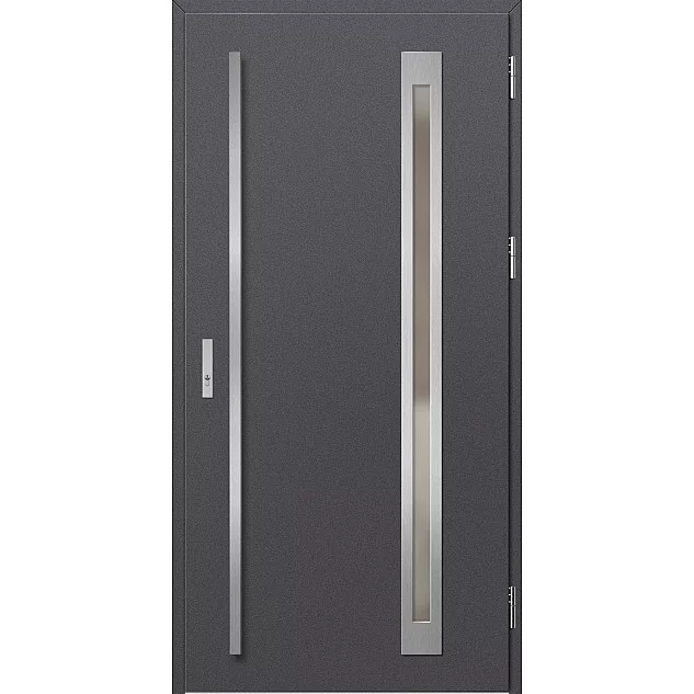 Oceľové vchodové dvere - TREBUR 3 - Hladký Antracit, Label Inox Oceľové vchodové dvere ERKADO - TREBUR 3 - Hladký Antracit, Label Inox