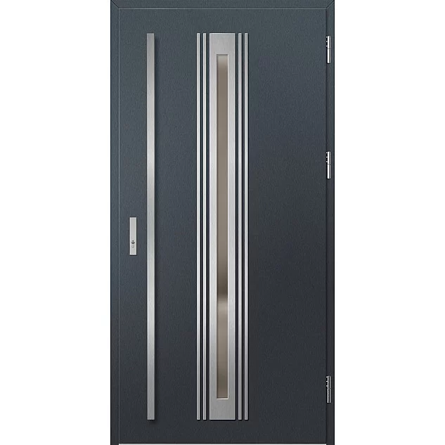 Oceľové vchodové dvere - TREBUR 5 - Antracit Štruktúra, Label Inox Oceľové vchodové dvere ERKADO - TREBUR 5 - Antracit Štruktúra, Label Inox