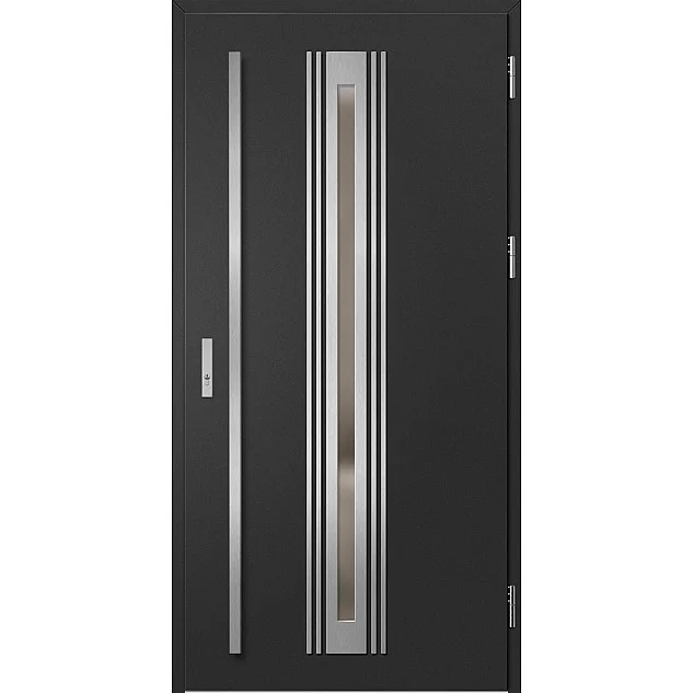 Oceľové vchodové dvere - TREBUR 5 - Čierna, Label Inox Oceľové vchodové dvere ERKADO - TREBUR 5 - Čierna, Label Inox