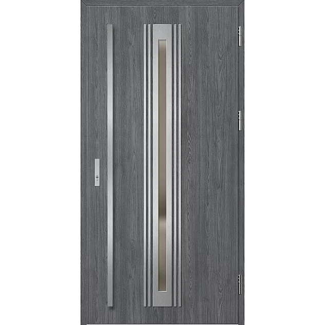 Oceľové vchodové dvere - TREBUR 5 - Dub Antracit, Label Inox Oceľové vchodové dvere ERKADO - TREBUR 5 - Dub Antracit, Label Inox
