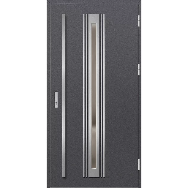 Oceľové vchodové dvere - TREBUR 5 - Hladký Antracit, Label Inox Oceľové vchodové dvere ERKADO - TREBUR 5 - Hladký Antracit, Label Inox