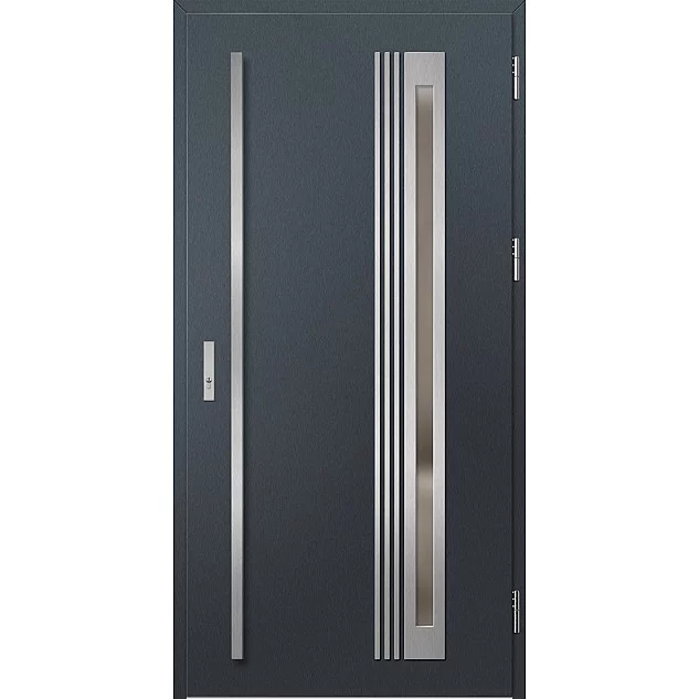 Oceľové vchodové dvere - TREBUR 6 - Antracit Štruktúra, Label Inox Oceľové vchodové dvere ERKADO - TREBUR 6 - Antracit Štruktúra, Label Inox