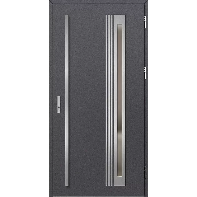 Oceľové vchodové dvere - TREBUR 6 - Hladký Antracit, Label Inox Oceľové vchodové dvere ERKADO - TREBUR 6 - Hladký Antracit, Label Inox