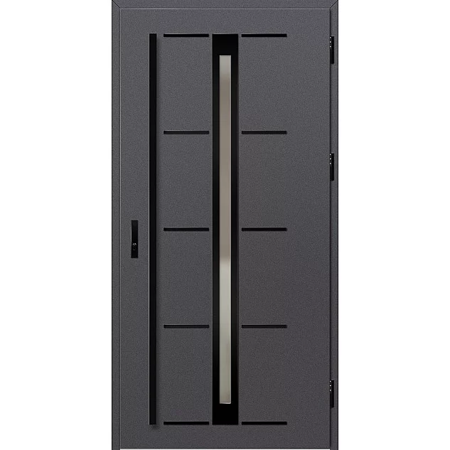 Oceľové vchodové dvere - TREBUR 8 - Hladký Antracit, Label Black Oceľové vchodové dvere ERKADO - TREBUR 8 - Hladký Antracit, Label Black