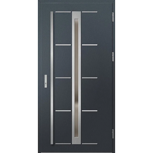 Oceľové vchodové dvere - TREBUR 8 - Antracit Štruktúra, Label Inox Oceľové vchodové dvere ERKADO - TREBUR 8 - Antracit Štruktúra, Label Inox