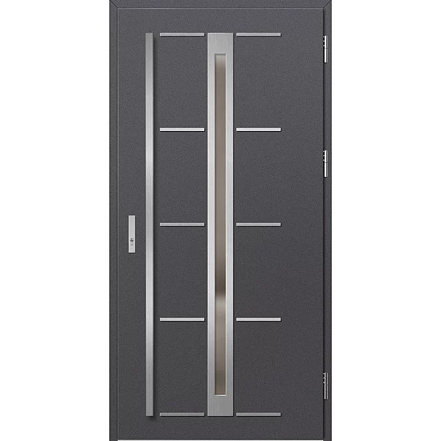 Oceľové vchodové dvere - TREBUR 8 - Hladký Antracit, Label Inox Oceľové vchodové dvere ERKADO - TREBUR 8 - Hladký Antracit, Label Inox