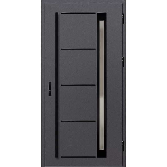 Oceľové vchodové dvere - TREBUR 9 - Hladký Antracit, Label Black Oceľové vchodové dvere ERKADO - TREBUR 9 - Hladký Antracit, Label Black