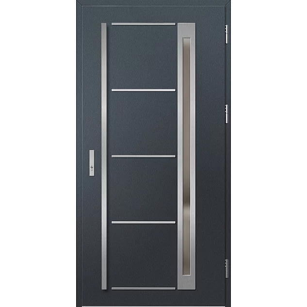 Oceľové vchodové dvere - TREBUR 9 - Antracit Štruktúra, Label Inox Oceľové vchodové dvere ERKADO - TREBUR 9 - Antracit Štruktúra, Label Inox