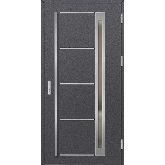 Oceľové vchodové dvere - TREBUR 9 - Hladký Antracit, Label Inox Oceľové vchodové dvere ERKADO - TREBUR 9 - Hladký Antracit, Label Inox