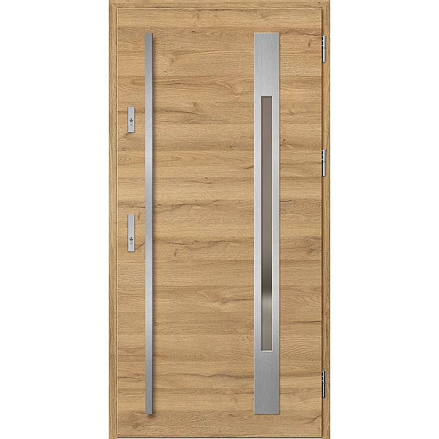 Oceľové vchodové dvere - WELS 3 - Dub Natur Priečny, Label Inox Oceľové vchodové dvere ERKADO - WELS 3 - Dub Natur Priečny, Label Inox