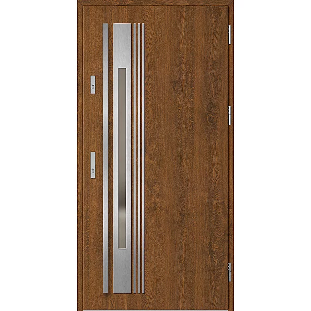 Oceľové vchodové dvere - WELS 4 - Orech, Label Inox Oceľové vchodové dvere ERKADO - WELS 4 - Orech, Label Inox