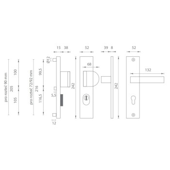 Sicherheitsbeschläge OMEGA 2 PLUS - NICKEL (F6 inox elox)