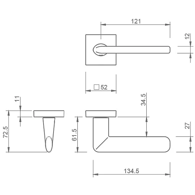 Kľučka TI-ELIPTICA-HR 3098Q 5S (Titan) - úzka rozeta 6 mm