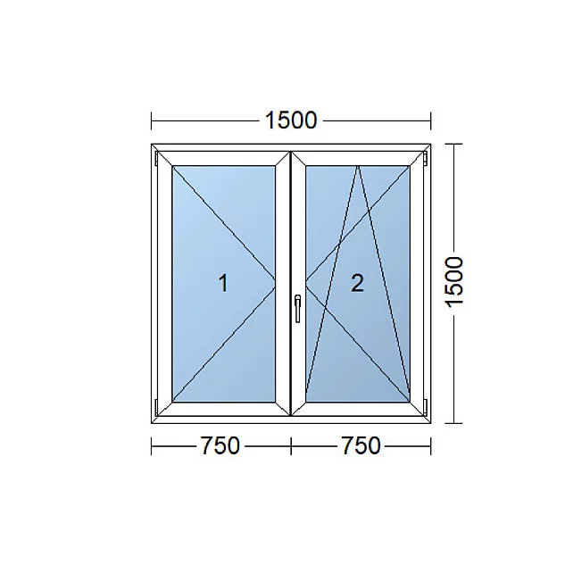 Dvojkrídlové Plastové okno - schéma